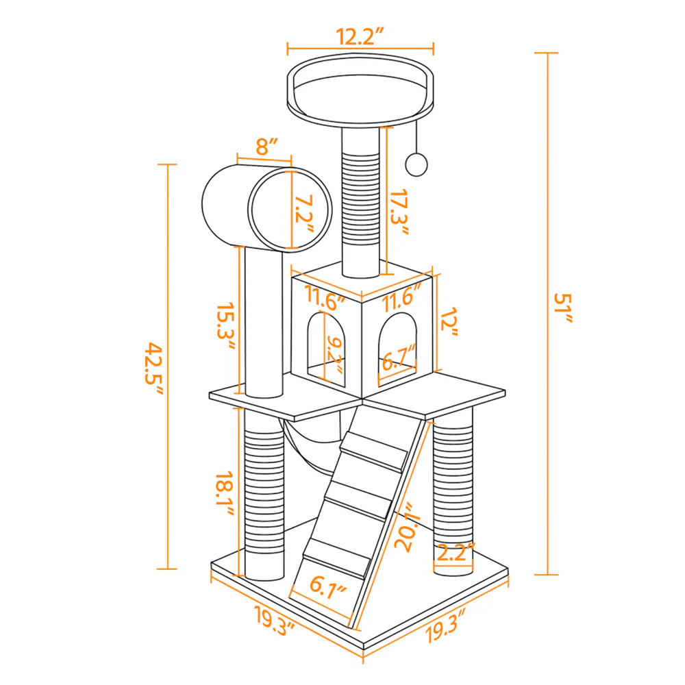 Yaheetech Cat Tree 51 Inch - Image 3