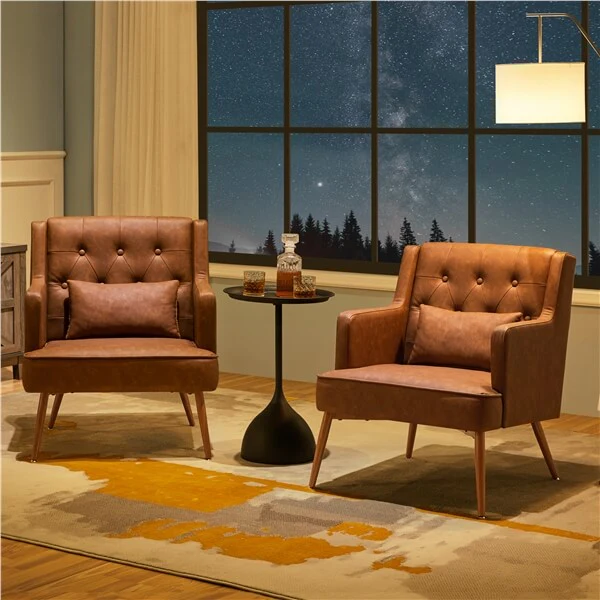 Yaheetech Comfy Upholstered Reading Chair Wood Leg