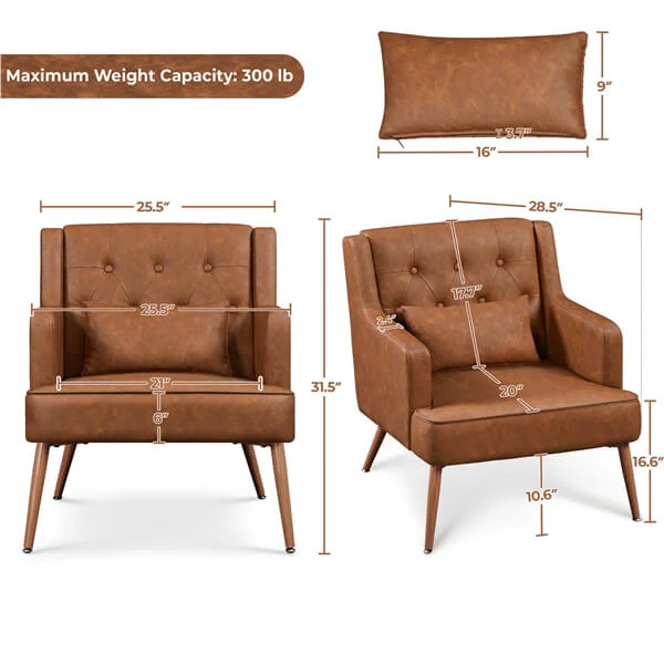 Yaheetech Comfy Upholstered Reading Chair Wood Leg - Image 3