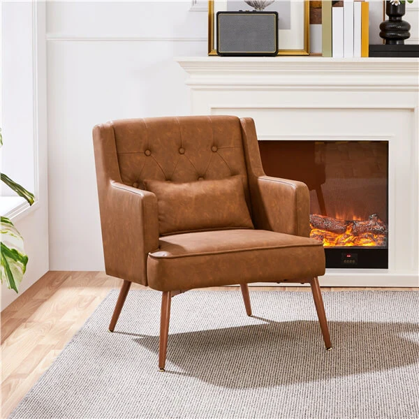 Yaheetech Comfy Upholstered Reading Chair Wood Leg - Image 8