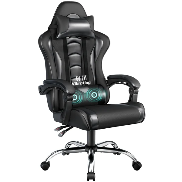 Yaheetech Computer Office Chair with Headrest and Massage Lumbar Support - Image 3