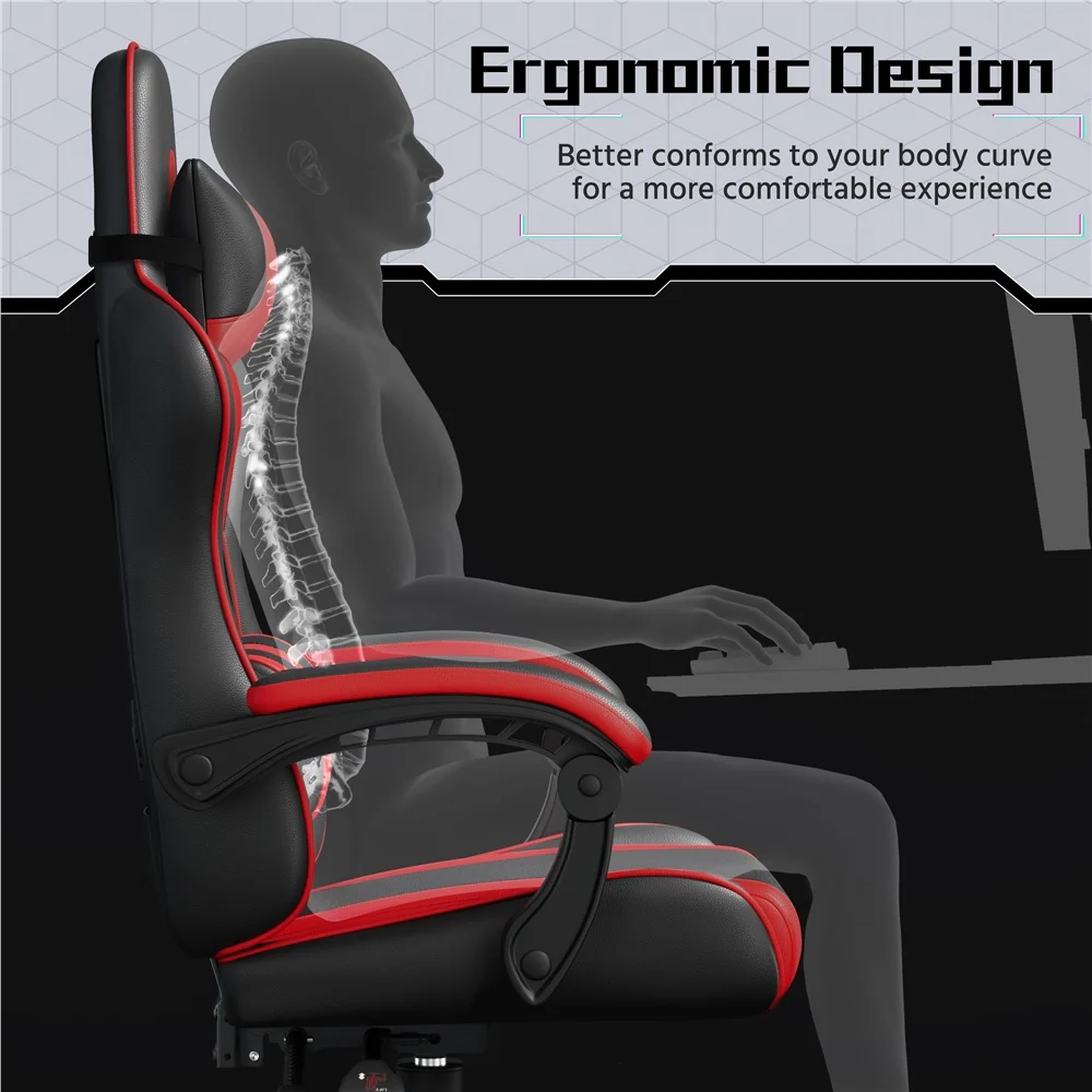 Yaheetech Computer Office Chair with Headrest and Massage Lumbar Support - Image 5