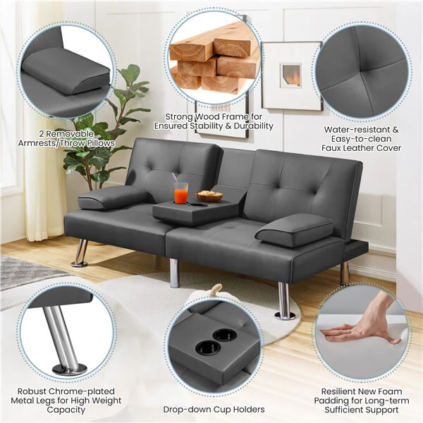 Yaheetech Convertible Sofa Bed - Image 12