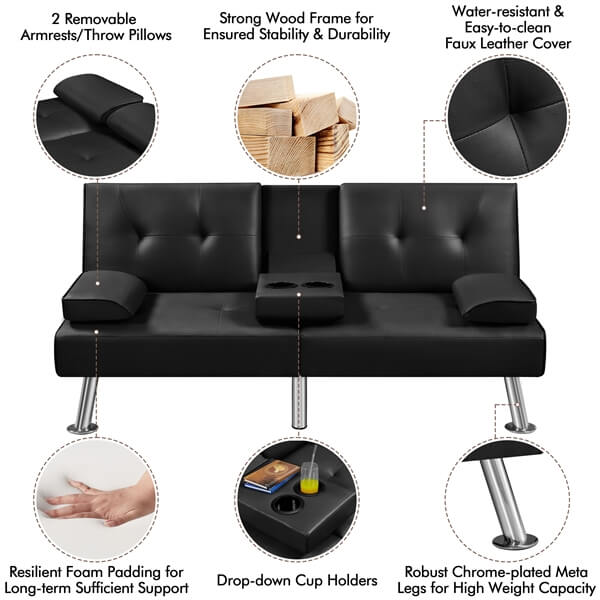 Yaheetech Convertible Sofa Bed - Image 14