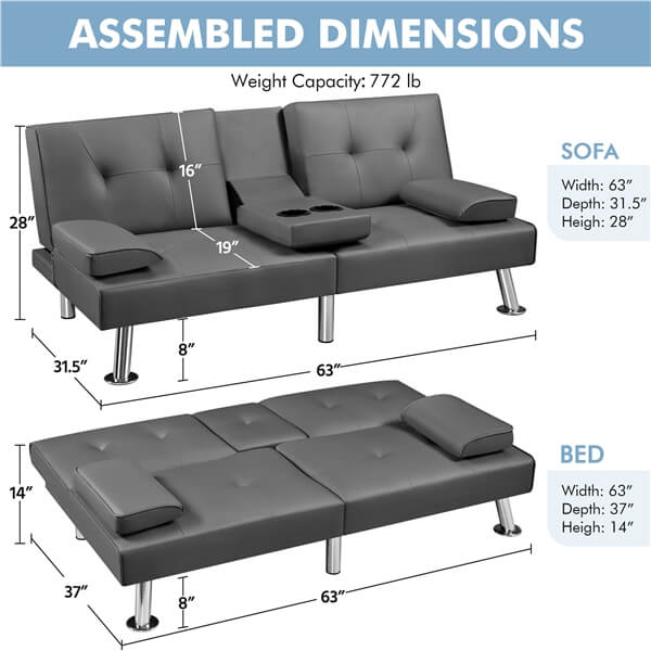 Yaheetech Convertible Sofa Bed - Image 9