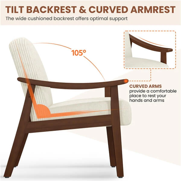 Yaheetech Corduroy Accent Chair - Image 5
