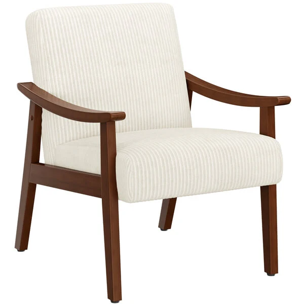Yaheetech Corduroy Accent Chair Set of 2, Beige - Image 2
