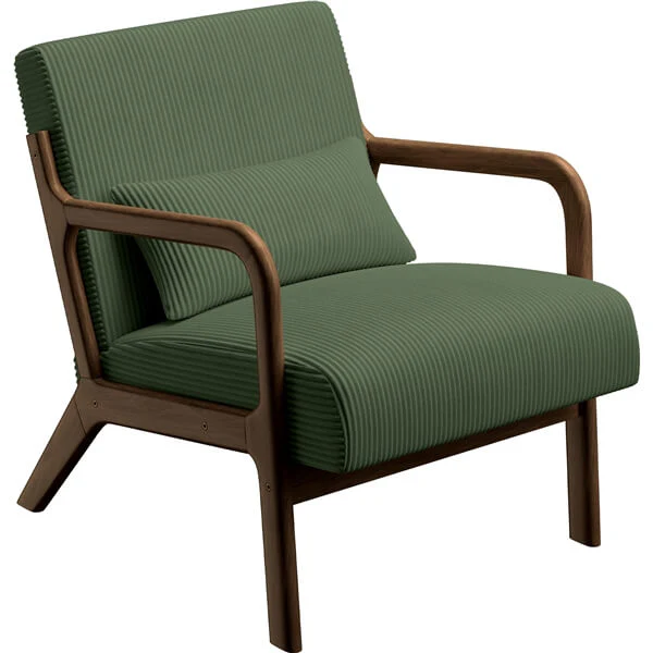 Yaheetech Corduroy Accent Chair with Solid Wood Legs & Armrests - Image 5