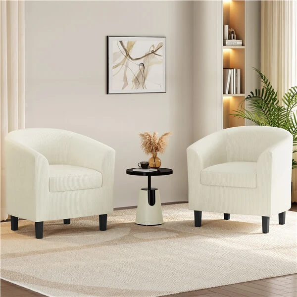 Yaheetech Corduroy Barrel Chair - Image 13