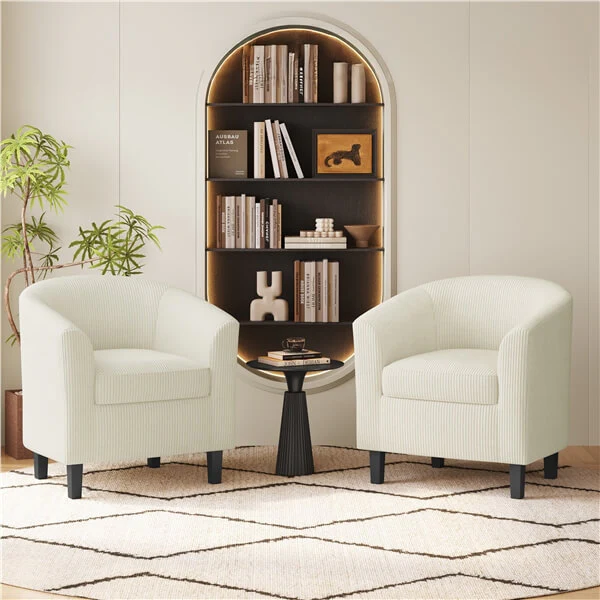 Yaheetech Corduroy Barrel Chair - Image 14