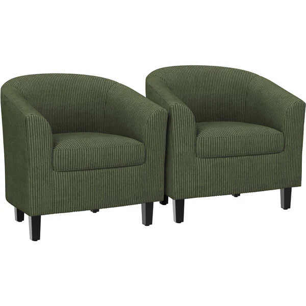 Yaheetech Corduroy Barrel Chairs Set of 2 - Image 3