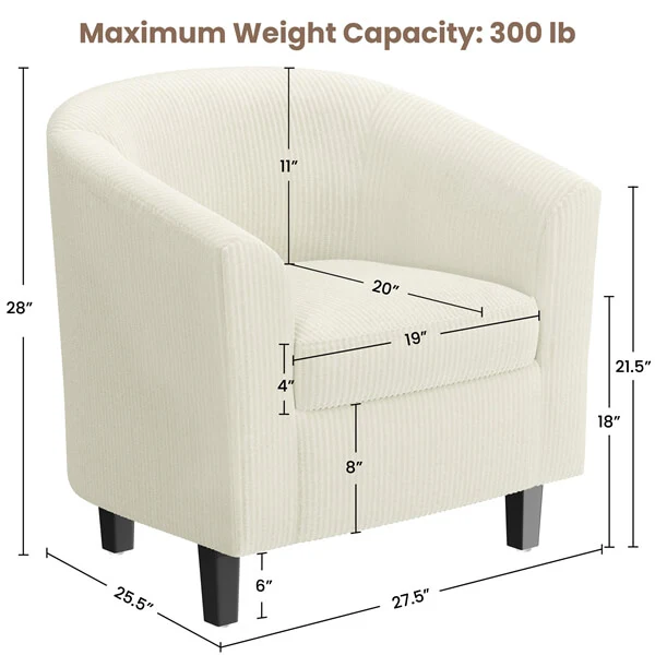Yaheetech Corduroy Barrel Chair - Image 4