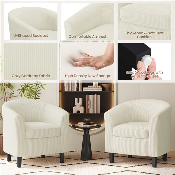 Yaheetech Corduroy Barrel Chair - Image 5