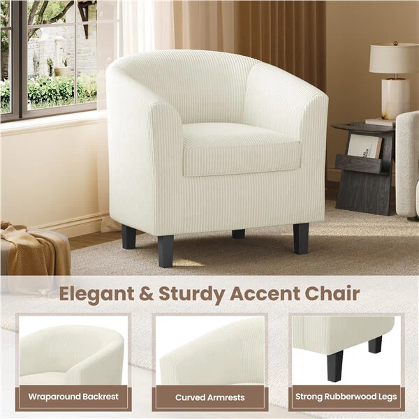 Yaheetech Corduroy Barrel Chair - Image 6