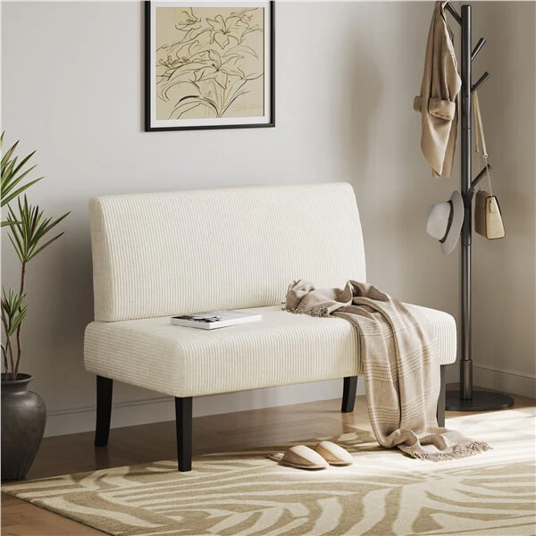 Yaheetech Corduroy Loveseat Small Couch - Image 5