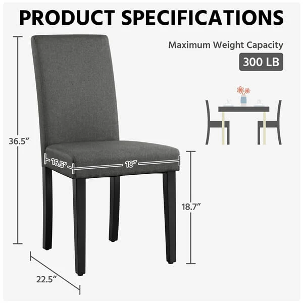 Yaheetech Dining Chairs Set of 2 Fabric Upholstered Parson - Image 4