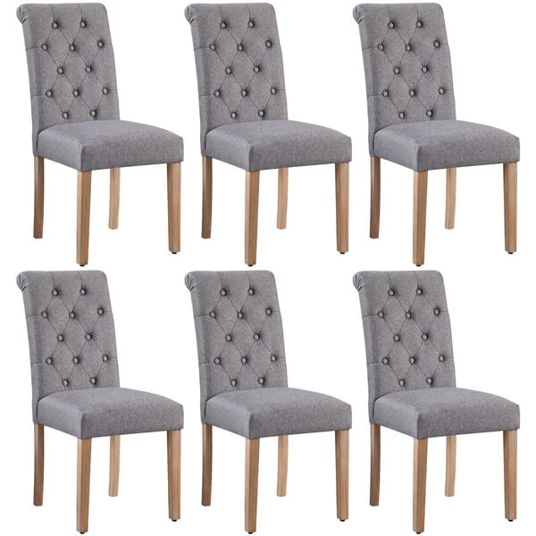 Yaheetech Dining Chairs Set of 6 Fabric Upholstered Dining Chairs - Image 2