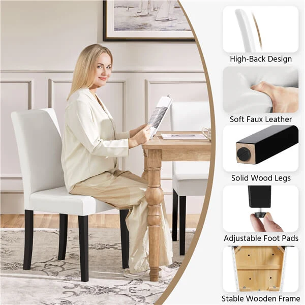 Yaheetech Dining Chairs Set of 6 Faux Leather - Image 5