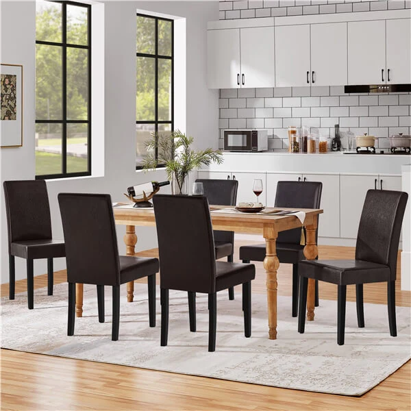 Yaheetech Dining Chairs Set of 6 Faux Leather