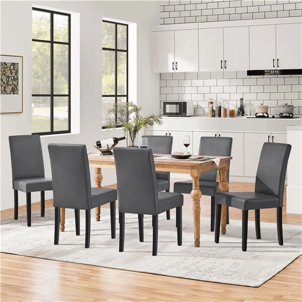 Yaheetech Dining Chairs Set of 6 Faux Leather