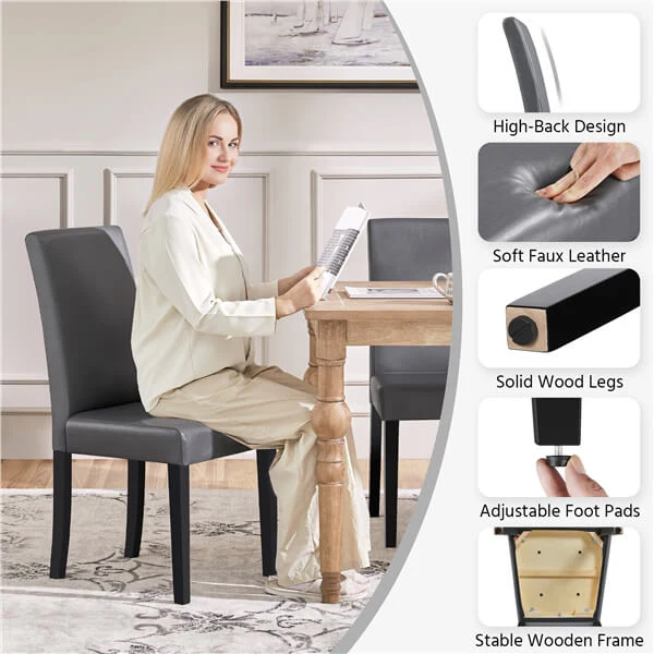 Yaheetech Dining Chairs Set of 6 Faux Leather - Image 5