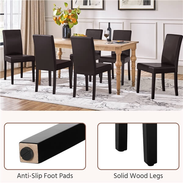 Yaheetech Dining Chairs Set of 6 Faux Leather - Image 7