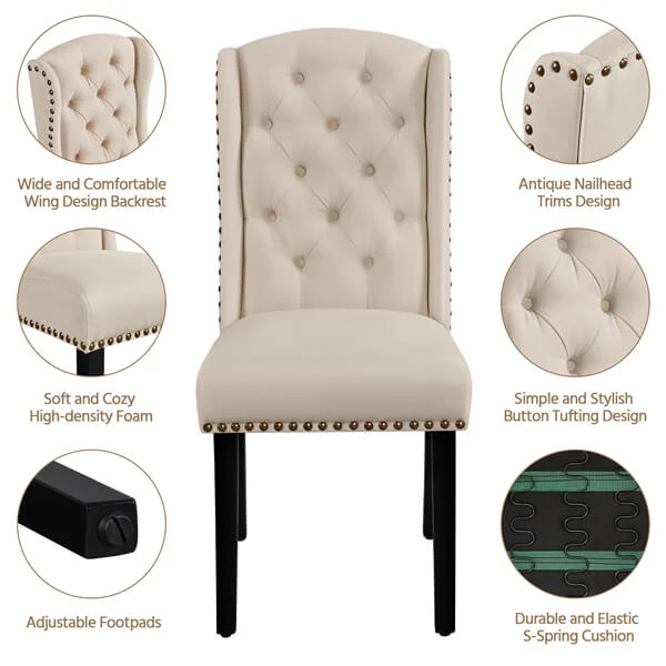 Yaheetech Dining Chairs Upholstered Fabric Chairs - Image 4