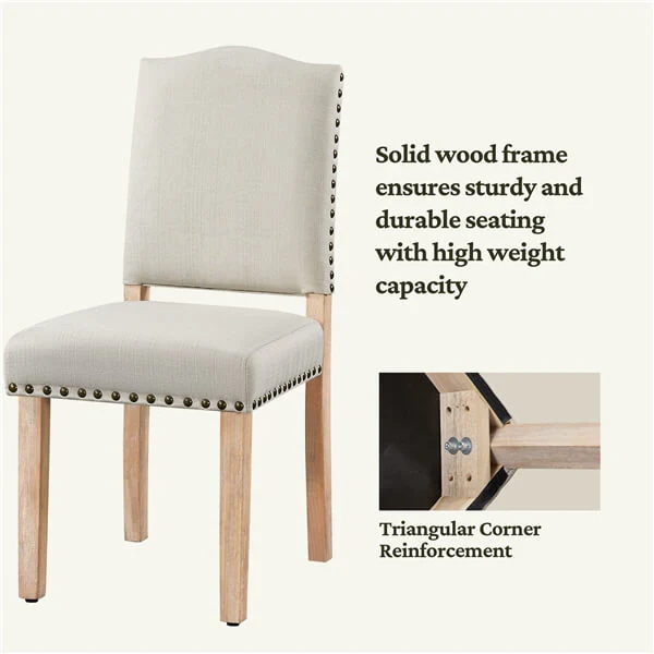 Yaheetech Dining Room Chair Fabric Parsons Chairs with Nailhead Trim - Image 5