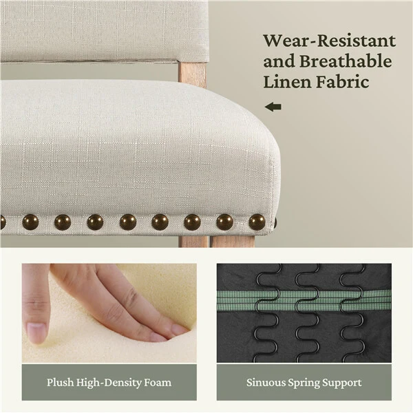 Yaheetech Dining Room Chair Fabric Parsons Chairs with Nailhead Trim - Image 6