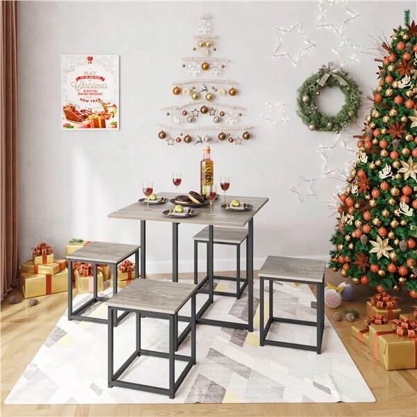 Yaheetech Dining Table Set for 4 Industrial Kitchen Table with 4 Chairs - Image 11