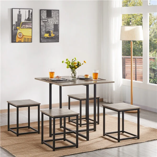 Yaheetech Dining Table Set for 4 Industrial Kitchen Table with 4 Chairs - Image 12