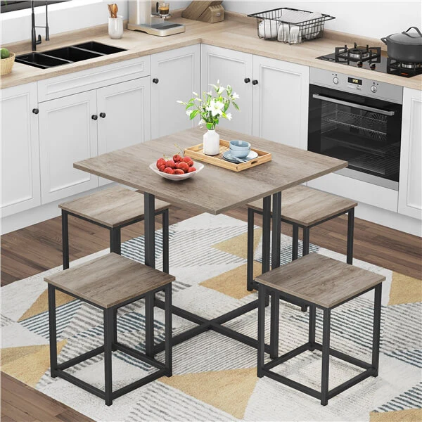 Yaheetech Dining Table Set for 4 Industrial Kitchen Table with 4 Chairs - Image 13
