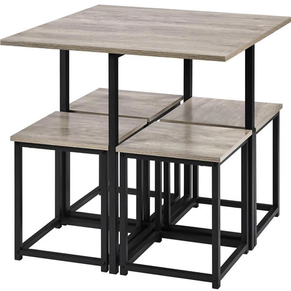 Yaheetech Dining Table Set for 4 Industrial Kitchen Table with 4 Chairs - Image 2