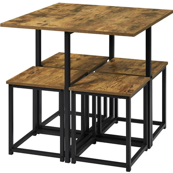 Yaheetech Dining Table Set for 4 Industrial Kitchen Table with 4 Chairs - Image 4