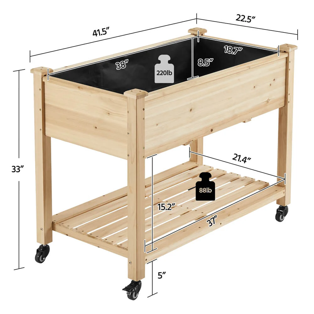 Yaheetech Elevated Garden Bed 42x23x33in - Image 3