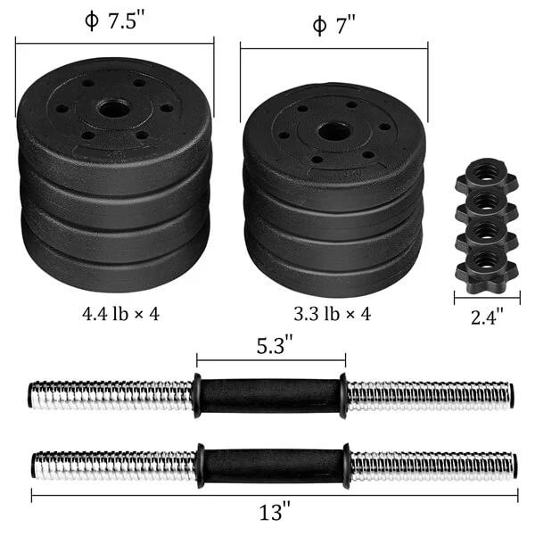 Yaheetech Exercise Fitness Dumbbells Plastic Metal Adjustable - Image 3