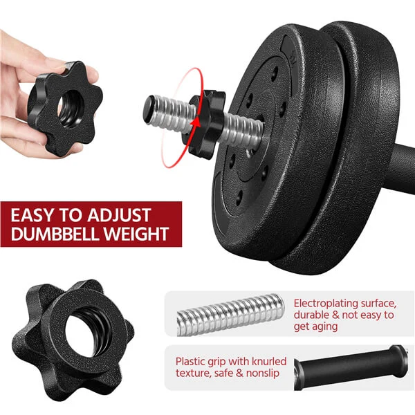Yaheetech Exercise Fitness Dumbbells Plastic Metal Adjustable - Image 4