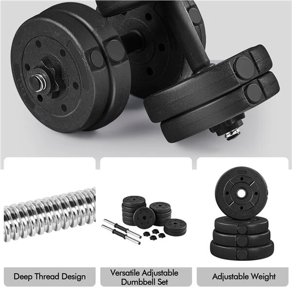 Yaheetech Exercise Fitness Dumbbells Plastic Metal Adjustable - Image 7