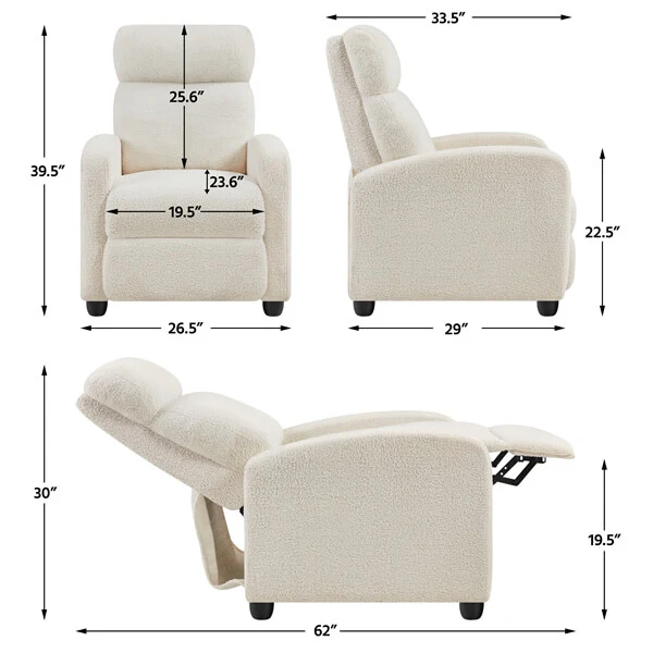 Yaheetech Fabric Pushback Recliner Chair - Image 4