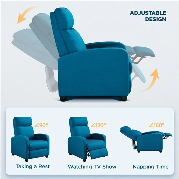 Yaheetech Fabric Recliner Chair Blue - Image 4