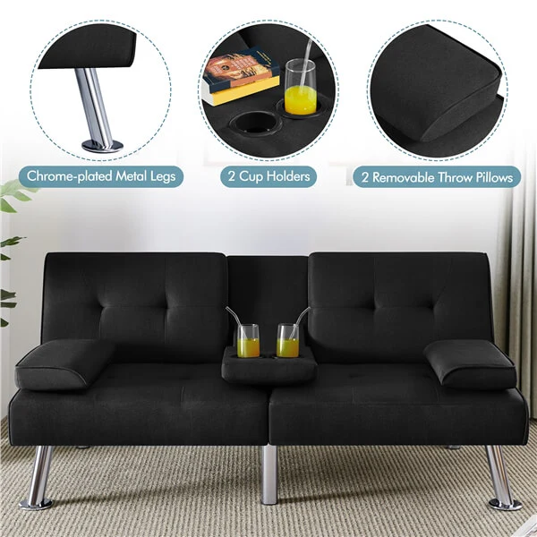 Yaheetech Convertible Sofa Bed Adjustable Fabric Couch - Image 5