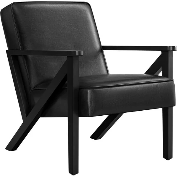 Yaheetech Faux Leather Armchair with Z-shaped Wood Legs - Image 4