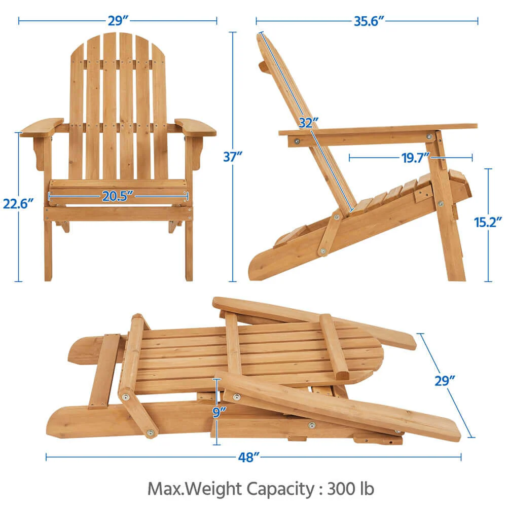Yaheetech Folding Wooden Lounge Chair - Image 3