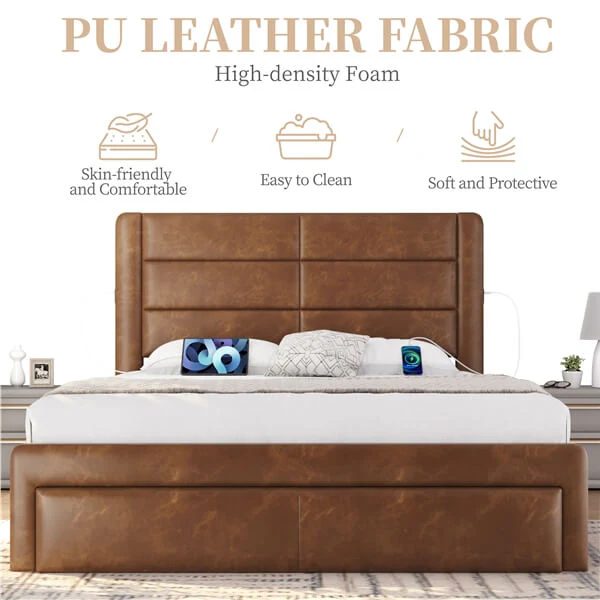 Yaheetech Bed Frame with 2 USB Charging Stations - Image 6