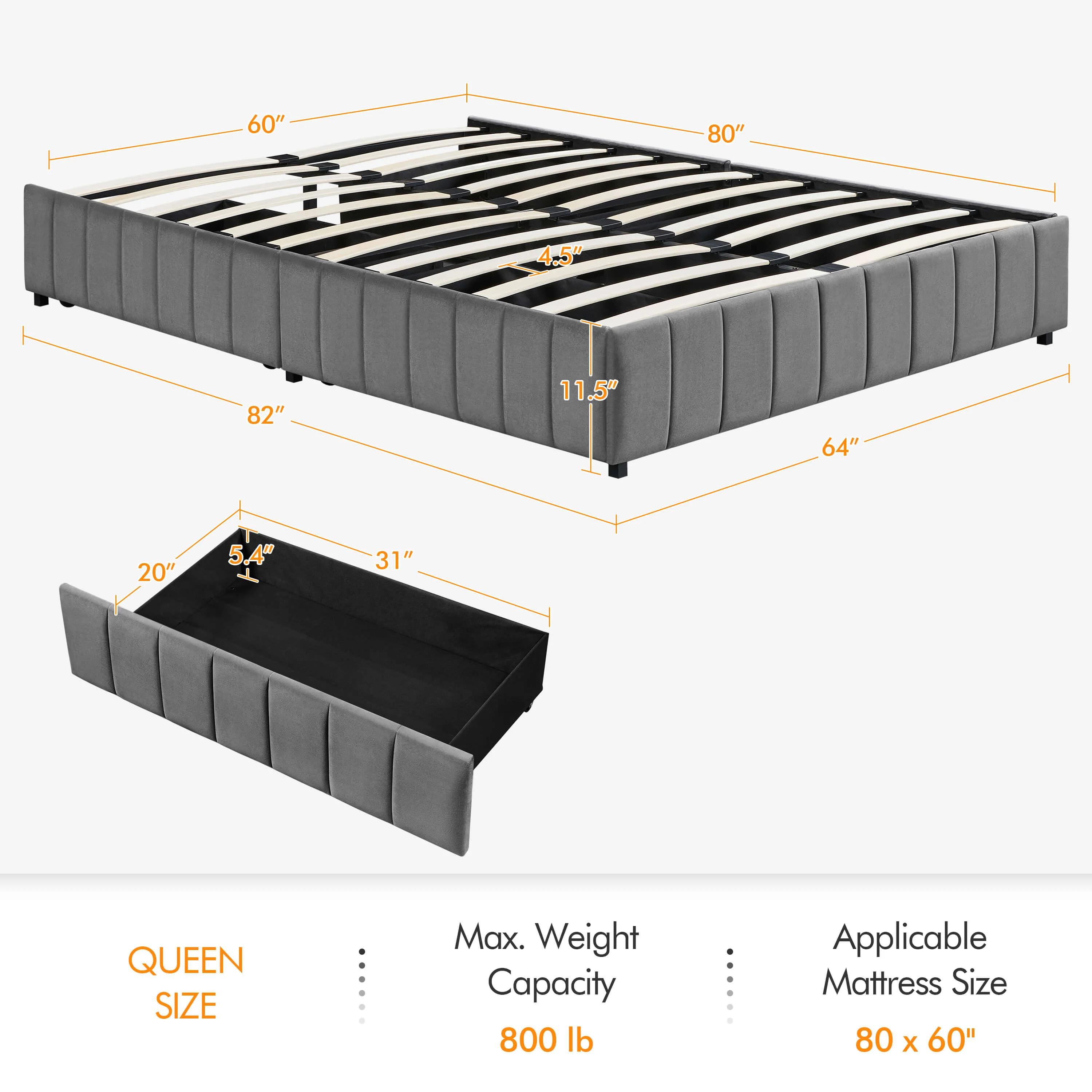 Yaheetech Upholstered Storage Bed - Image 5