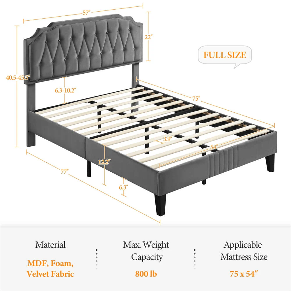 Yaheetech Full Size Upholstered Bed Frame - Image 3