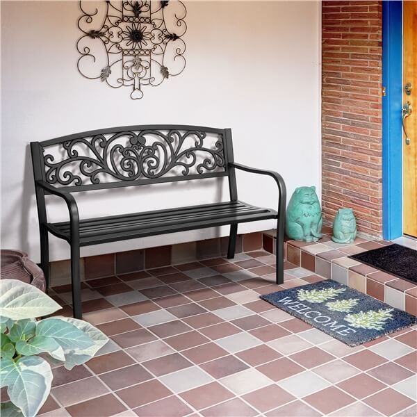 Yaheetech Garden Metal Bench - Image 8