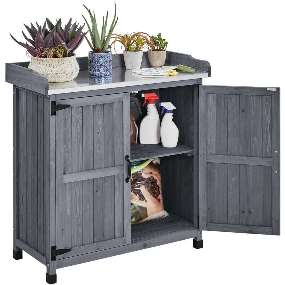 Yaheetech Outdoor Garden Patio Wooden Storage Cabinet - Image 3
