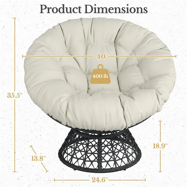 Yaheetech Indoor Papasan Chairs with Thick Tufted Cushions and Frame - Image 4