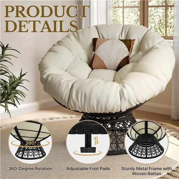 Yaheetech Indoor Papasan Chairs with Thick Tufted Cushions and Frame - Image 6
